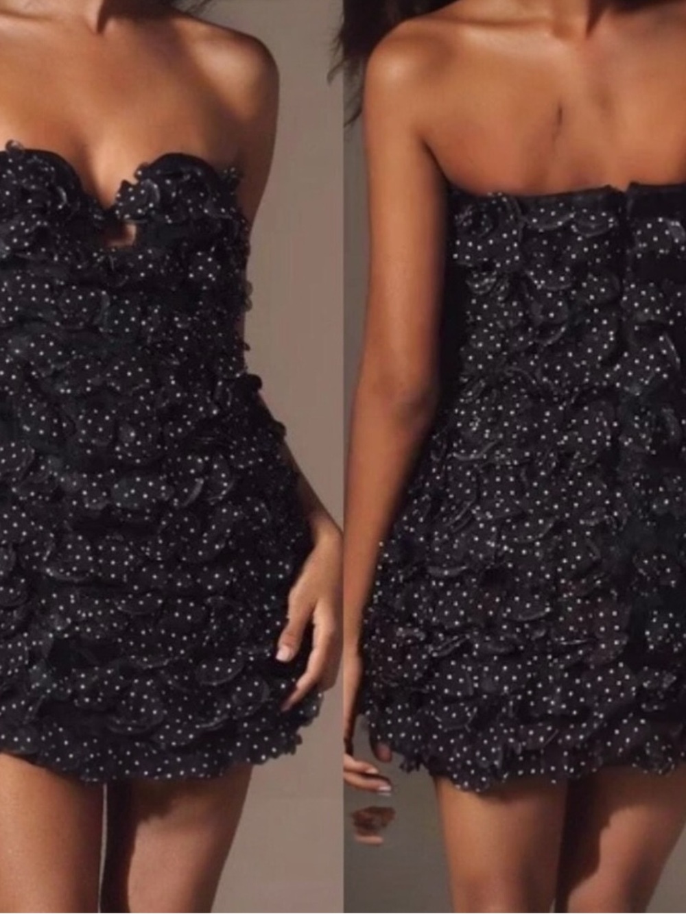 ANTHROPOLOGIE MAEVE MINI POLKA DOT BLACK RUFFLE DRESS NEW WITH TAGS